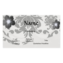 ornate formal black white damask business card