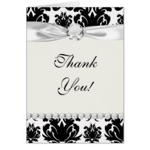 ornate formal black white damask cards
