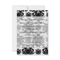 ornate formal black white damask invite