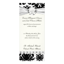 ornate formal black white damask custom announcement