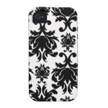 ornate formal black white damask iPhone 4 covers