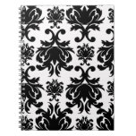 ornate formal black white damask journal
