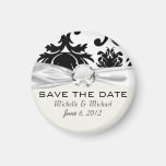 ornate formal black white damask refrigerator magnets