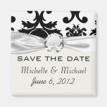 ornate formal black white damask magnets