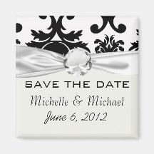 ornate formal black white damask magnets