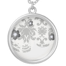 ornate formal black white damask necklace