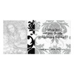 ornate formal black white damask photo greeting card