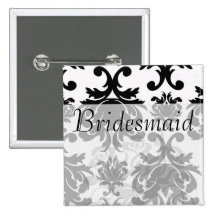 ornate formal black white damask pins