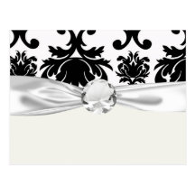 ornate formal black white damask post cards