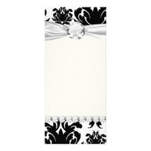 ornate formal black white damask rack card
