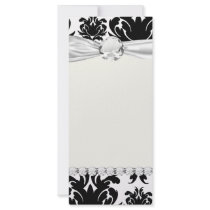 ornate formal black white damask rack card