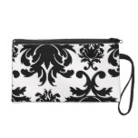 ornate formal black white damask wristlets