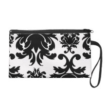 ornate formal black white damask wristlets