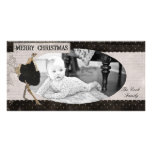 Ornate Ostrich Black & White Christmas Photo Card