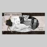 Ornate Ostrich Black & White Christmas Photo Card photo cards