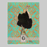 Ornate Ostrich Monogram  Postcard postcards