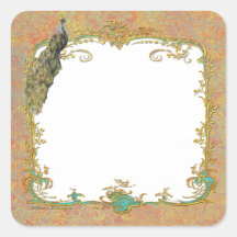 Ornate Peacock n Paisley Art Design Square Sticker