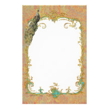Ornate Peacock n Paisley Art Design Personalised Stationery