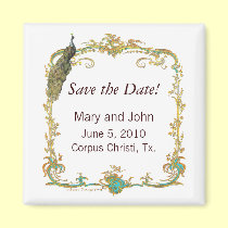 Ornate Peacock Save the Date Magnet magnets