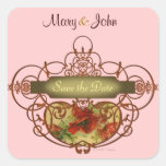 Ornate Poppy Scroll Save the Date Stickers