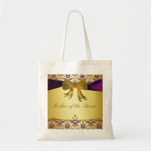 Ornate Purple Gold Damask Mother of the Bride Bag/