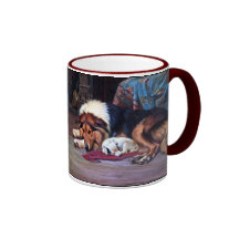 Orphan Dog with Collie Vintage Art Coffee Mug