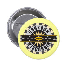 Oshkosh, WI OSH  Airport Pinback Button