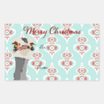 Ostrich Art Christmas Present Sticker