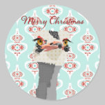 Ostrich Art Christmas Sticker stickers
