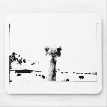 Ostrich Head in Pen and Ink Mouse Pad