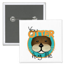Otter Hug Pinback Button