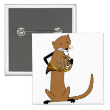 Otter Playing the French Horn Pinback Button