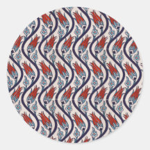 Ottomans Tulip Pattern / Tile Art Round Sticker