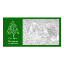 Our First Christmas Green Photo Card