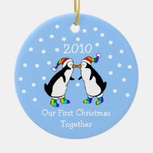 Our First Christmas Together 2010 (GLBT Penguins) Ornament