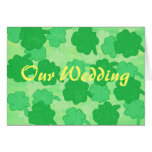 Our wedding, green shamrocks invitations, template cards