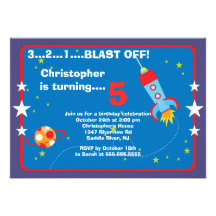 Outer Space Kids Birthday Party Invitation