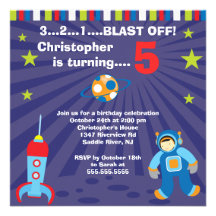 Outer Space Kids Birthday Party Invitation