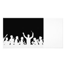 Outline of conductor and band white on black photo card