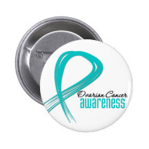 Ovarian Cancer Awareness Grunge Ribbon Pinback Button