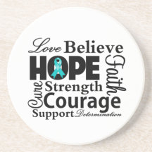 Ovarian Cancer Collage of Hope Drink Coasters
