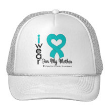 Ovarian Cancer I Wear Teal Heart For My Mother Mesh Hats