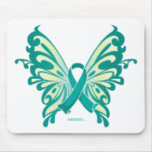 Ovarian Cancer Ribbon Butterfly Mouse Mat
