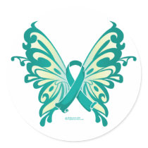 Ovarian Cancer Ribbon Butterfly stickers