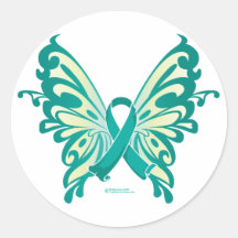 Ovarian Cancer Ribbon Butterfly Sticker