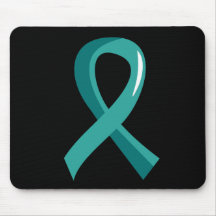 Ovarian Cancer Teal Ribbon 3 Mouse Pad