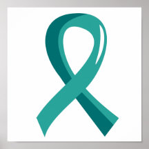 Ovarian Cancer Teal Ribbon 3 Print