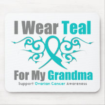 Ovarian Cancer Teal Tribal Ribbon Grandma Mouse Pad