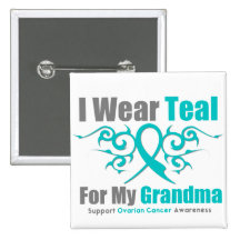 Ovarian Cancer Teal Tribal Ribbon Grandma Pin