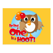 Owl 1st Birthday Postcard